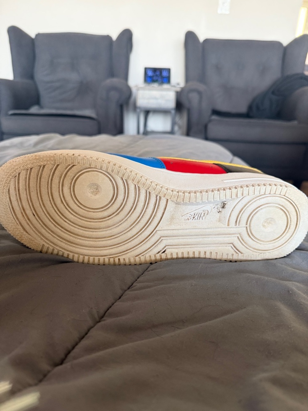 Nike Uno Air Force 1 in Blue, Yellow, Red, White & Black - Picture 7 of 11